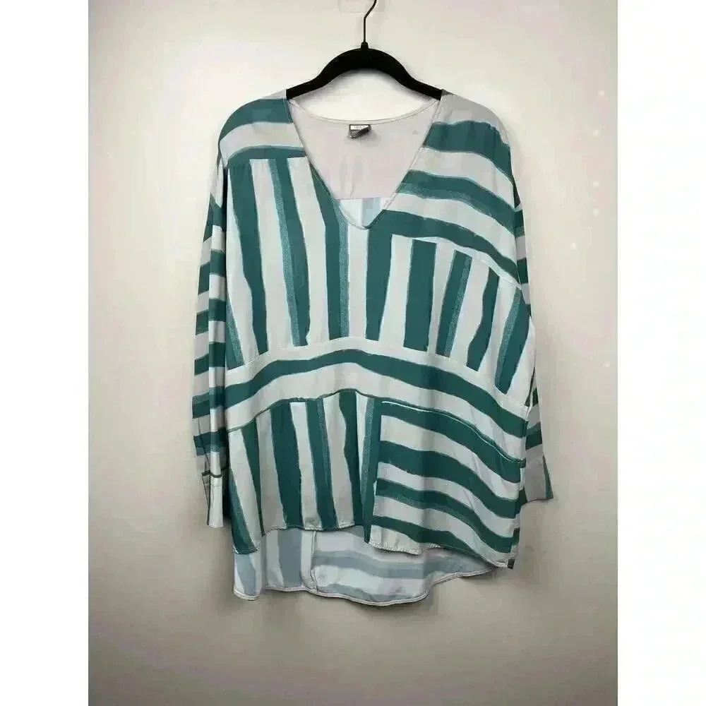 Lorena Antoniazzi Teal and Gray Blouse - size 12